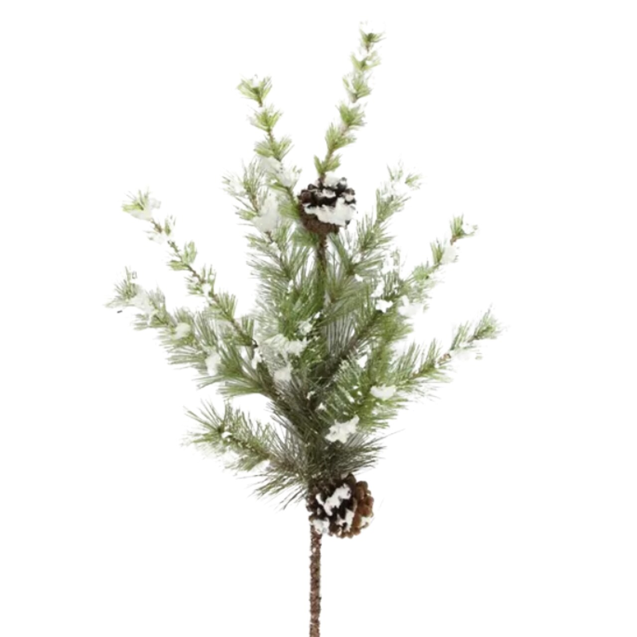 24" Snowdrop Mountain Pine Pick with Pinecones | Snowy Artificial Greenery Stem-XX8106